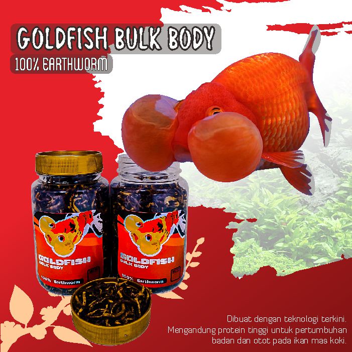 Jual Pelet Makanan Ikan Mas Koki Goldfish Bulk Body Cacing Kering