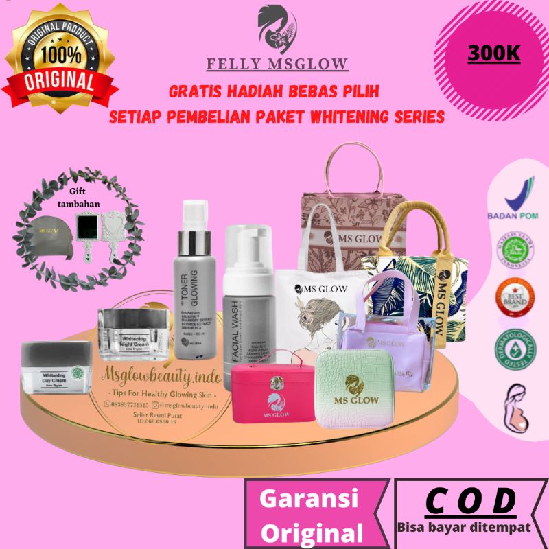 Jual MS GLOW ORIGINAL PAKET WHITENING SERIES FREE GIFT PAKET WAJAH