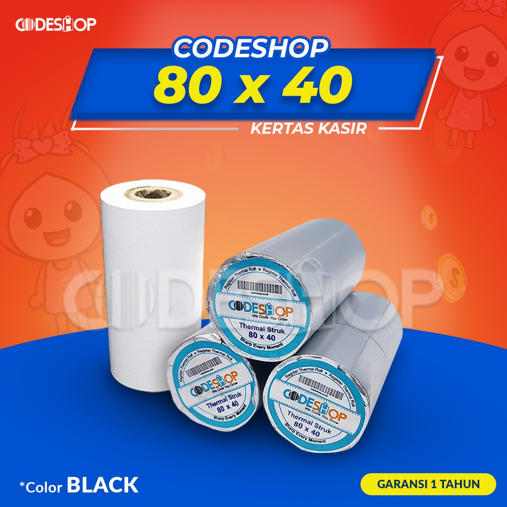 Jual Kertas Thermal Codeshop X Mm Struk Kasir Paper Roll Hitam