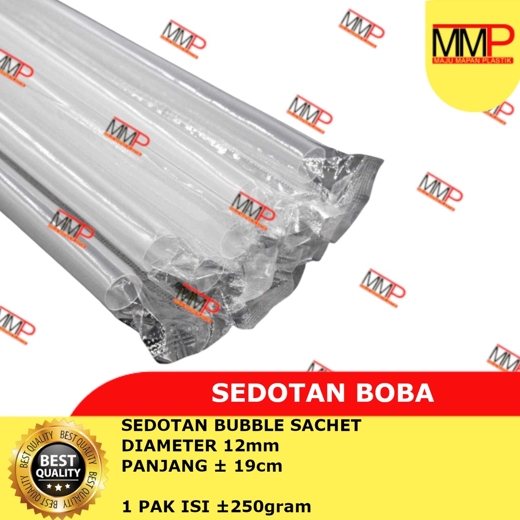 Jual 250 Pcs Sedotan Boba Transparan Sedotan Bubble Lancip 12mm