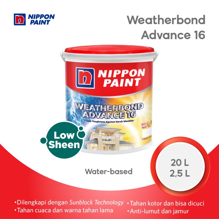 Jual Nippon Paint Weatherbond Advance 16 20L Cat Premium Eksterior