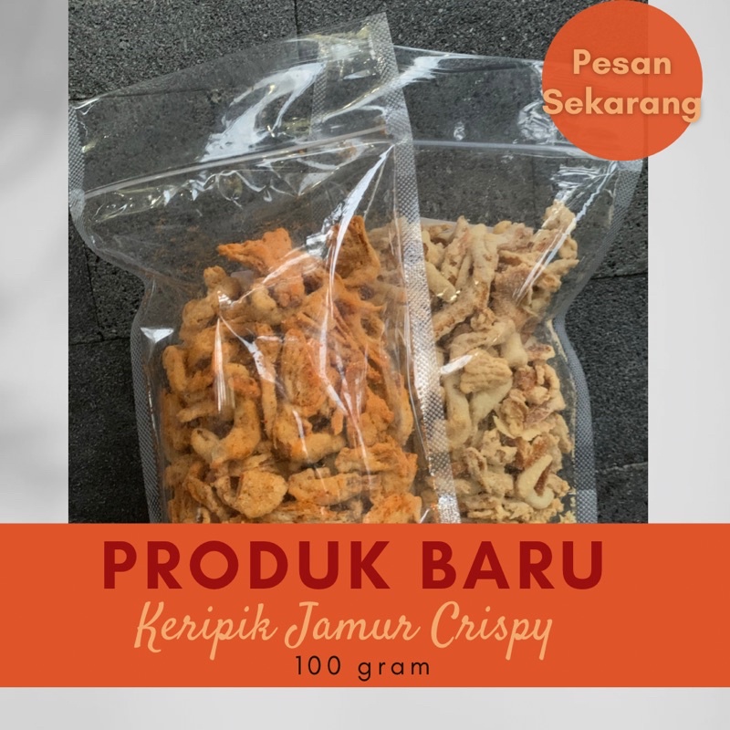 Jual KERIPIK JAMUR TIRAM CRISPY PEDAS ANEKA RASA 100 GRAM AUFARO SNACK