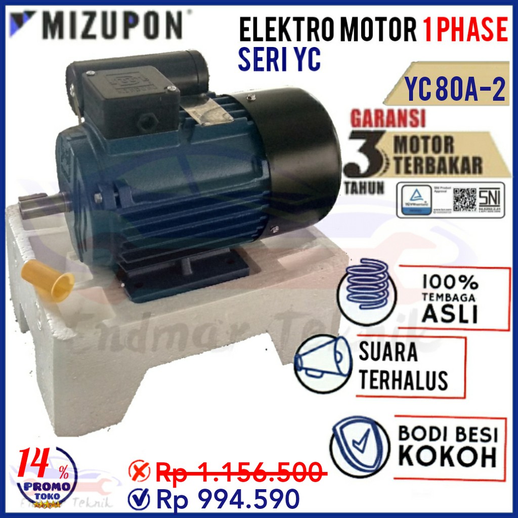 Jual Dinamo Elektro Motor Phase Hp Pk Rpm Mizupon Yc A