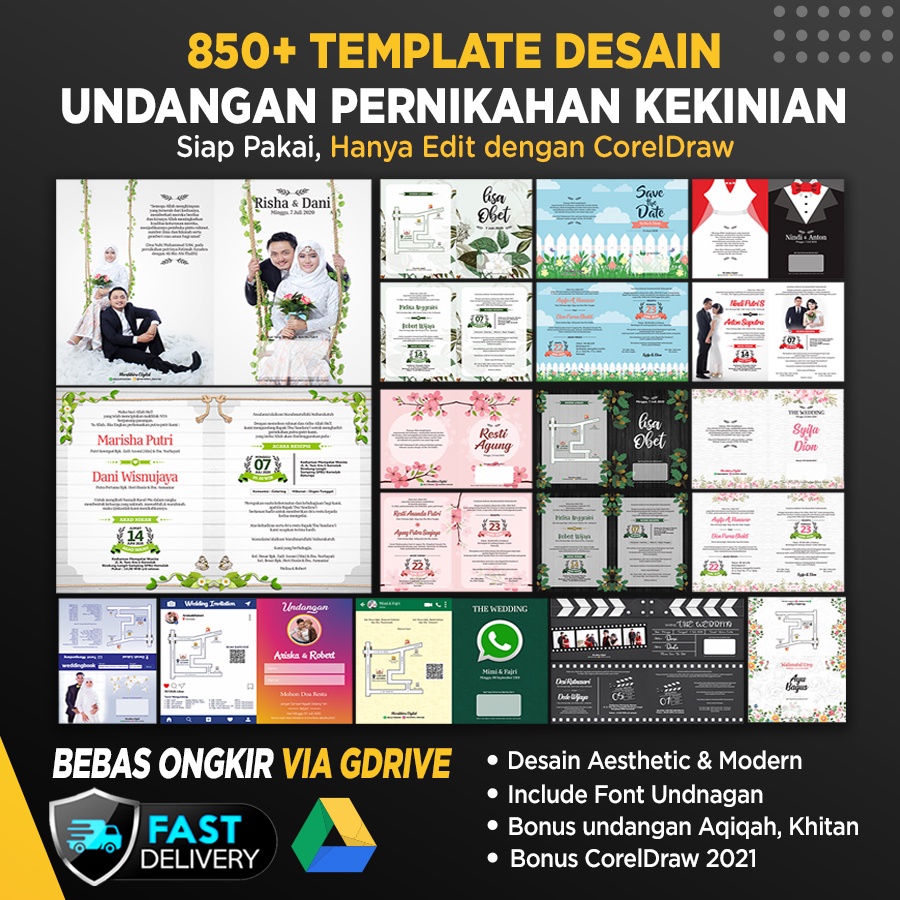 Jual 850 Template Desain Undangan Pernikahan Kekinian Aesthetic Rustic