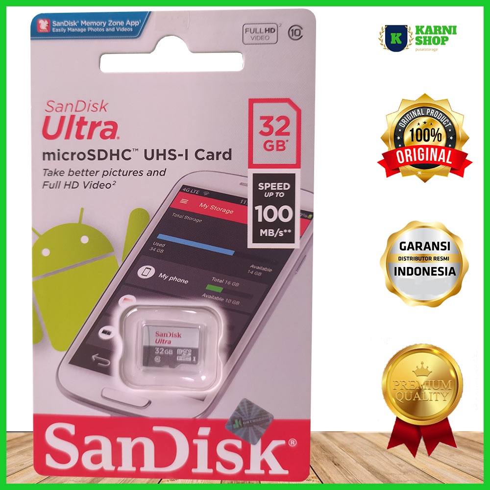 Jual MEMORY CARD KARTU MEMORI MICROSD SANDISK ULTRA MICRO SD 16 32 64