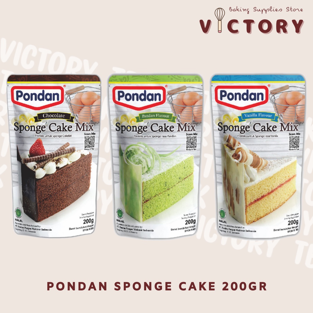 Jual Pondan Sponge Cake 200gr Pandan Vanilla Coklat Premix Shopee