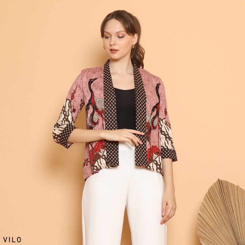 Jual Vilo Blazer Batik Wanita Outer Batik Rompi Wanita Jaket Luaran