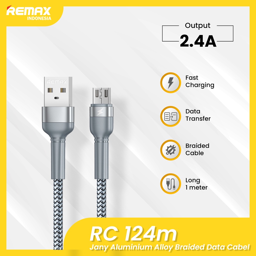 Jual Remax Cable RC 124 For Micro Jany Alumunium Alloy Braided Data