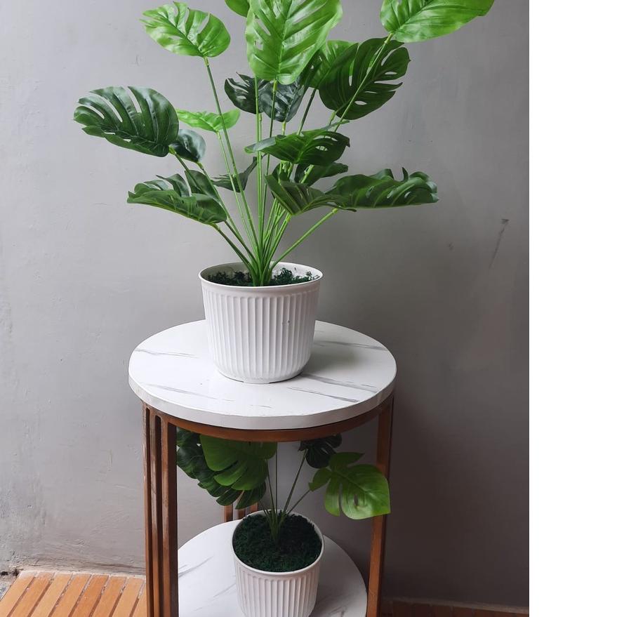 Jual Dnd DAUN MONSTERA 5818 BESAR POT 8828 TANAMAN HIAS ARTIFISIAL