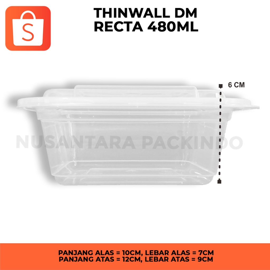 Jual THINWALL DM RECTA 480 ML KOTAK MAKAN THINWALL BOX 50PCS