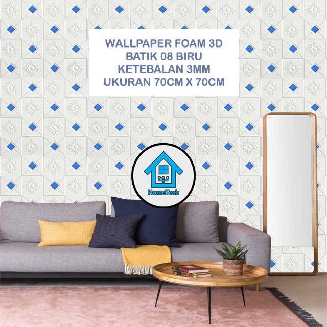 Jual Ht Wallpaper Foam Motif Batik Biru D Wallpaper Batik Sticker