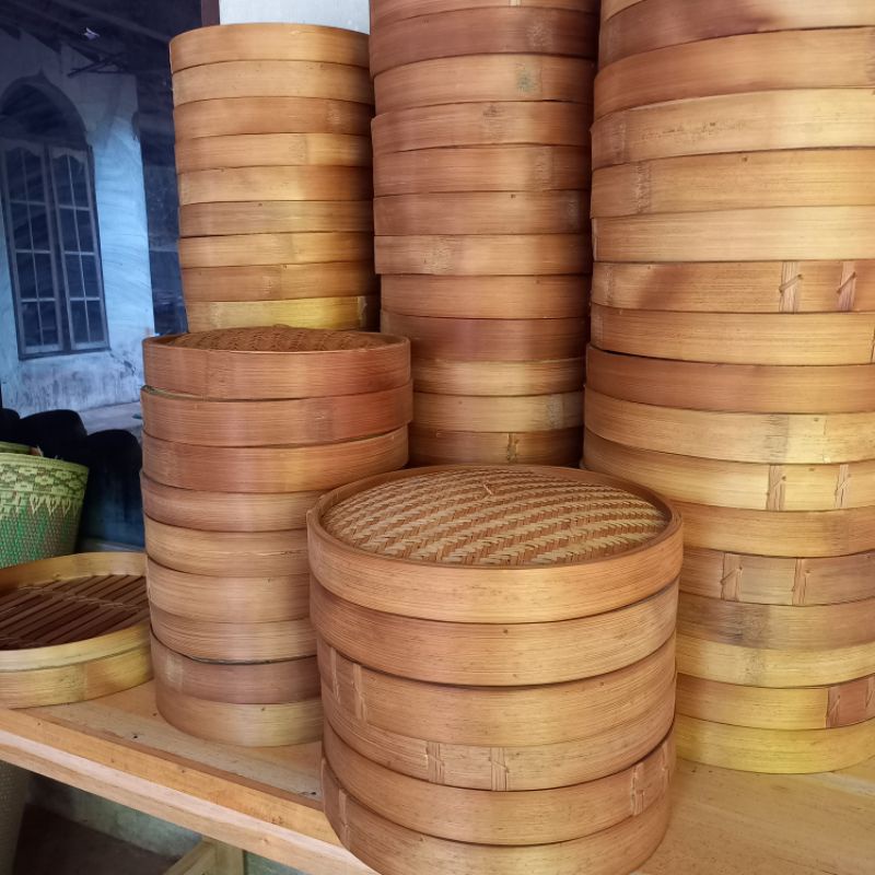 Jual 1 Set Klakat Bambu Dimsum Ukuran 35cm 1tutup 2wadah Shopee