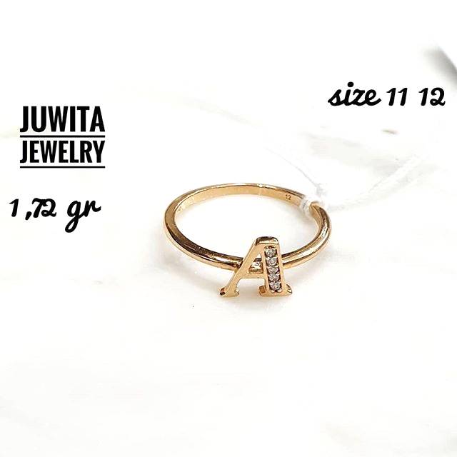 Jual Cincin Huruf Initial A Alphabet 75 Rosegold Shopee Indonesia