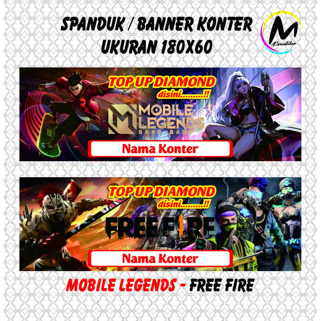 Jual Spanduk Topup Game Banner Konter Ukuran 180x60 Cm Indonesia