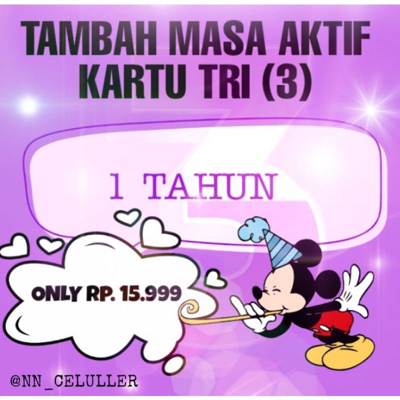 Jual PAKET DATA TRI TAMBAH MASA AKTIF TRI 1TAHUN Shopee Indonesia