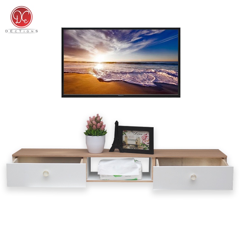 Jual DEcTionS Rak TV Dinding Minimalis 100x20cm 2 Laci Meja TV Tempel