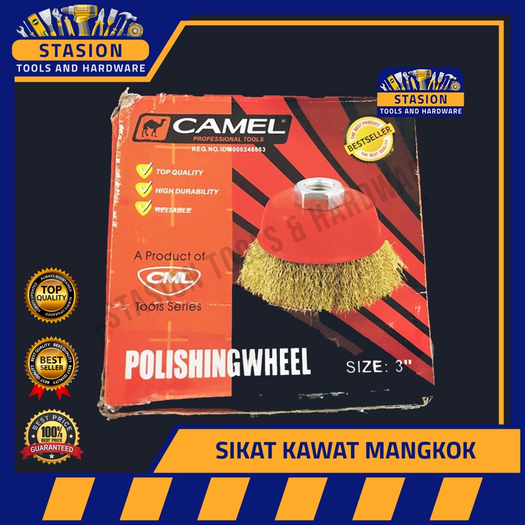 Jual Sikat Kawat Kuningan 3 CAMEL Brush Polishing Wheel Mangkok