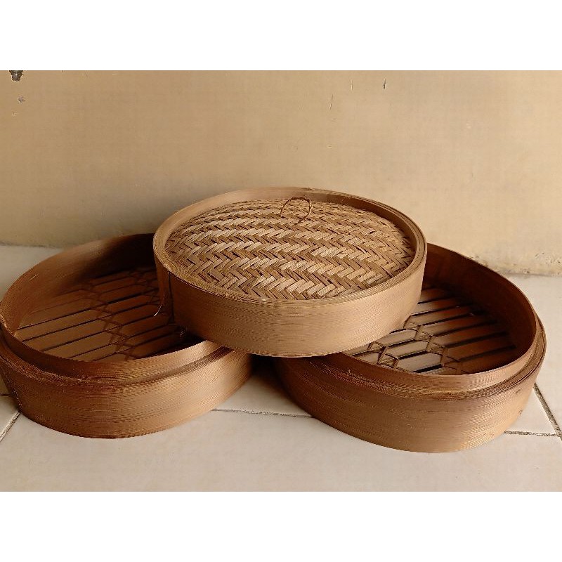 Jual Klakat Dimsum 35cm Kukusan Dimsum Bambu 2 Wadah 1 Tutup