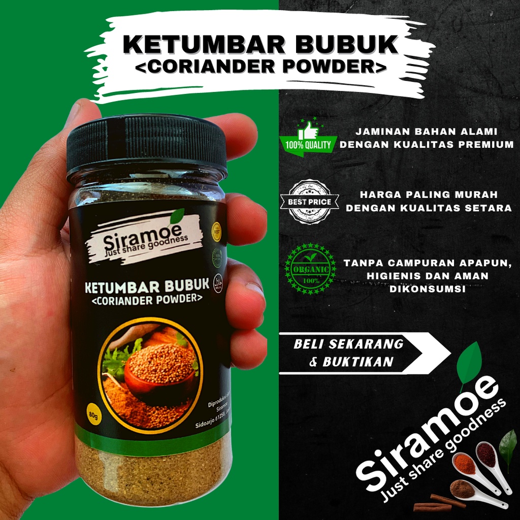 Jual Siramoe Ketumbar Bubuk Murni Halus Gr Coriander Powder Tanpa