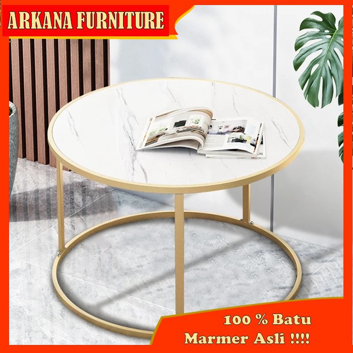 Jual Nesting Coffee Table Meja Kopi Tami Bulat Bundar Minimalis Gold