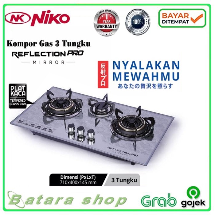 Jual Kompor Gas Kaca Niko Tanam Tungku Kaca Reflection Pro Mirror