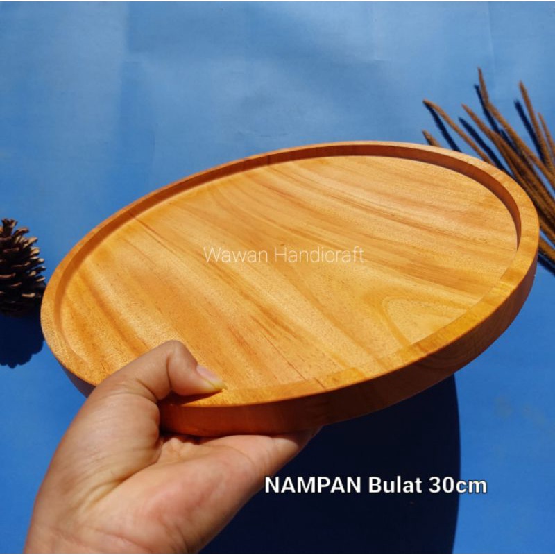 Jual Nampan Kayu Nampan Buser Nampan Bulat Kayu Mahoni Diameter 30cm