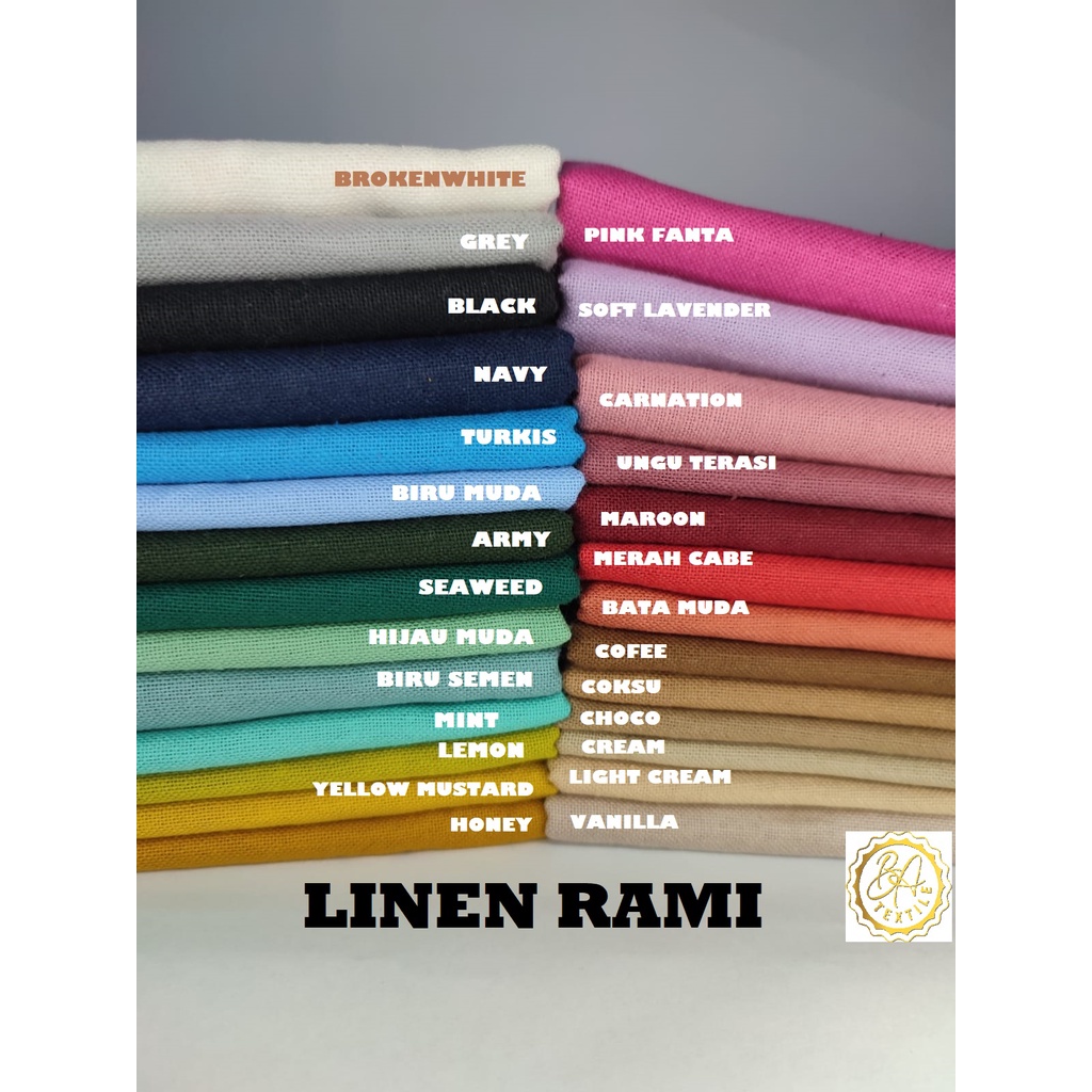 Jual 1 Meter Kain Katun Linen Rami Bahan Rami Polos Kualitas Premium