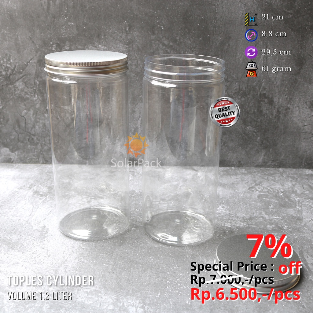 Jual Toples Plastik Liter Cylinder Tabung Tutup Alumunium Silver