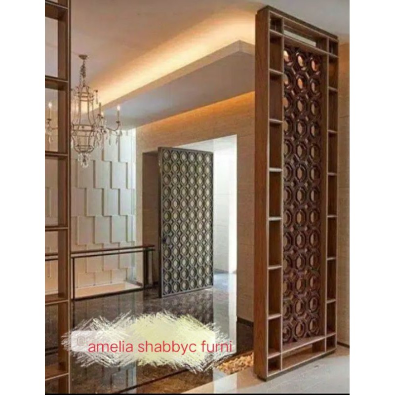 Jual Penyekat Ruangan Partisi Kayu Jati Custom Motif Shopee Indonesia