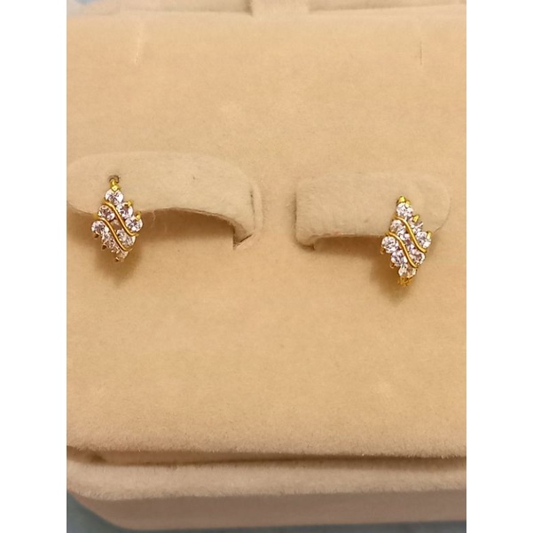 Jual Anting Jepit Wajik Mata Putih 1 Gram Emas Muda Shopee Indonesia