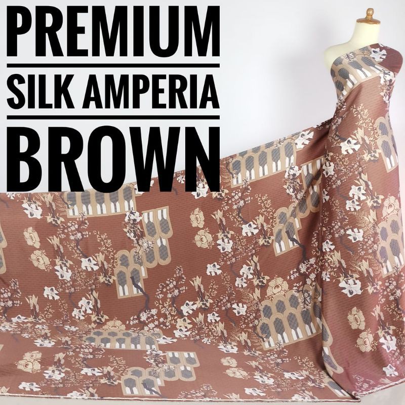 Jual Last Stock Kain Meteran Premium Silk Amperia Brown M