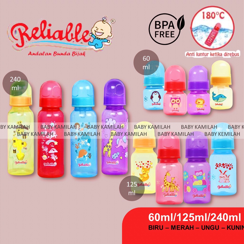 Jual Botol Susu Reliable Dot Bulat Nipple Peristaltic 60 Ml 125 Ml 240