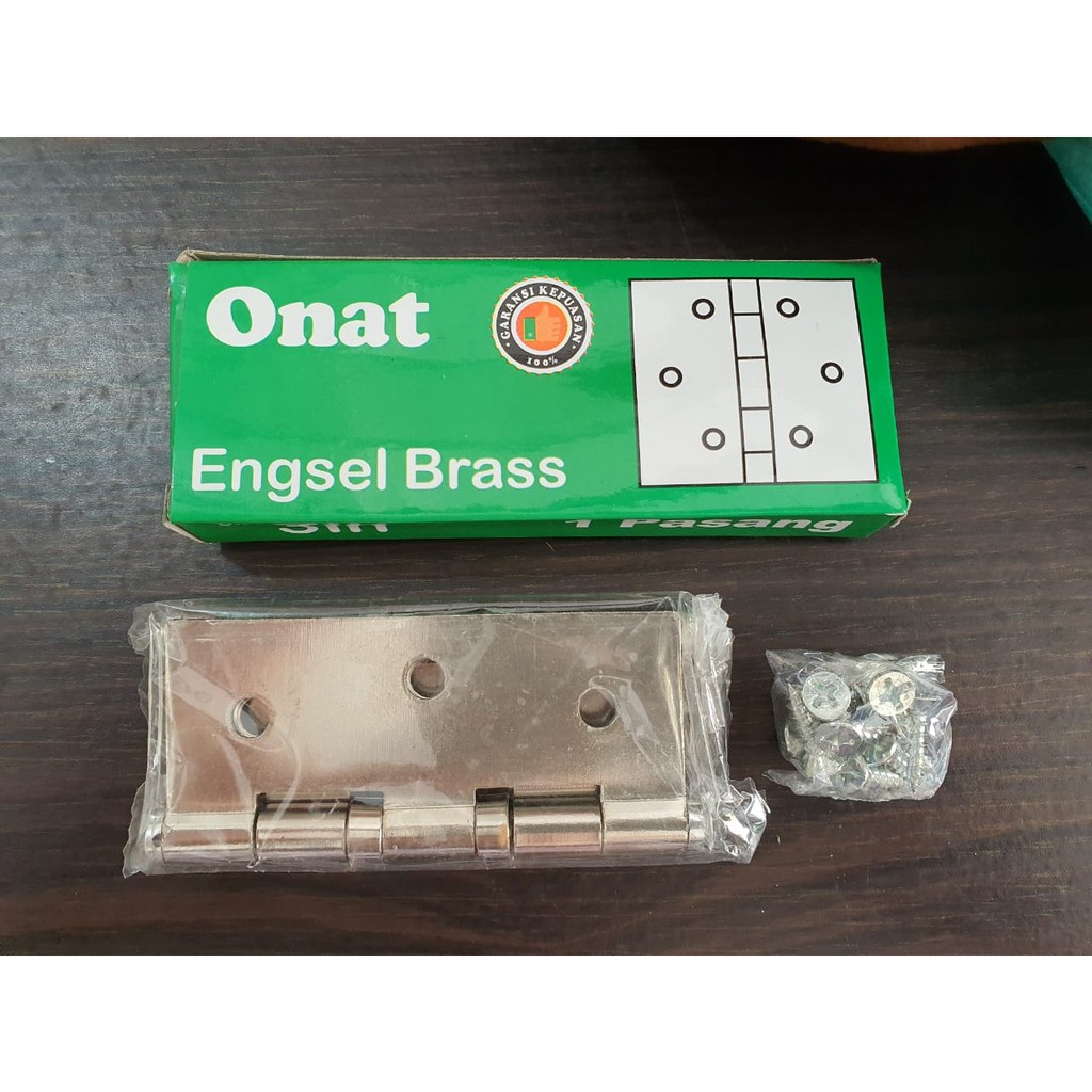 Jual ENGSEL BRASS ONAT 3IN SILVER ENGSEL PINTU TEBAL ENGSEL JENDELA