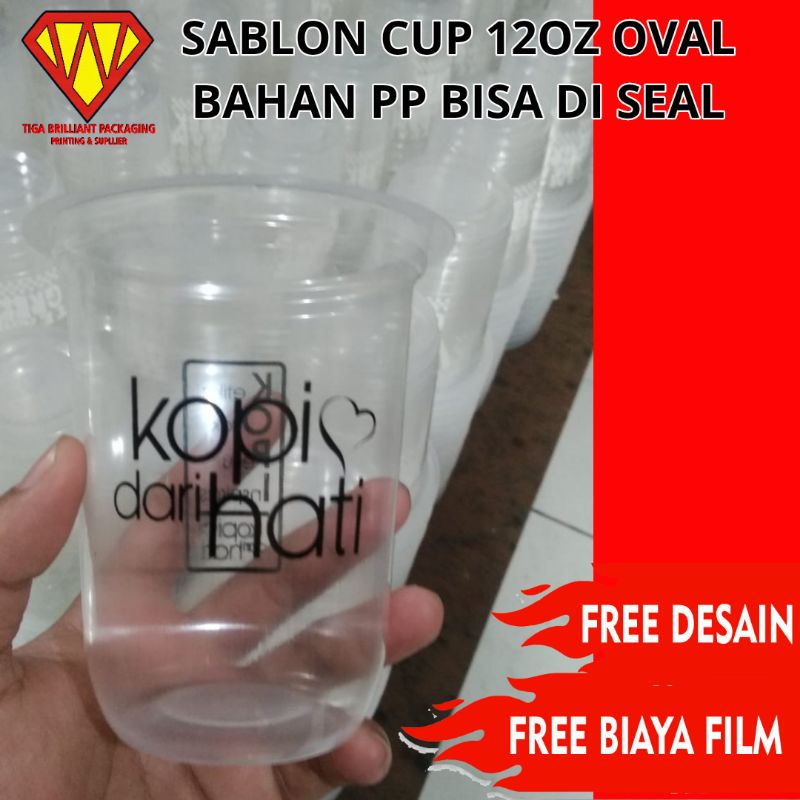 Jual Sablon Cup 12oz Gelas Oval 7 Gram Bahan Pp Bisa Di Seal Tebal Isi