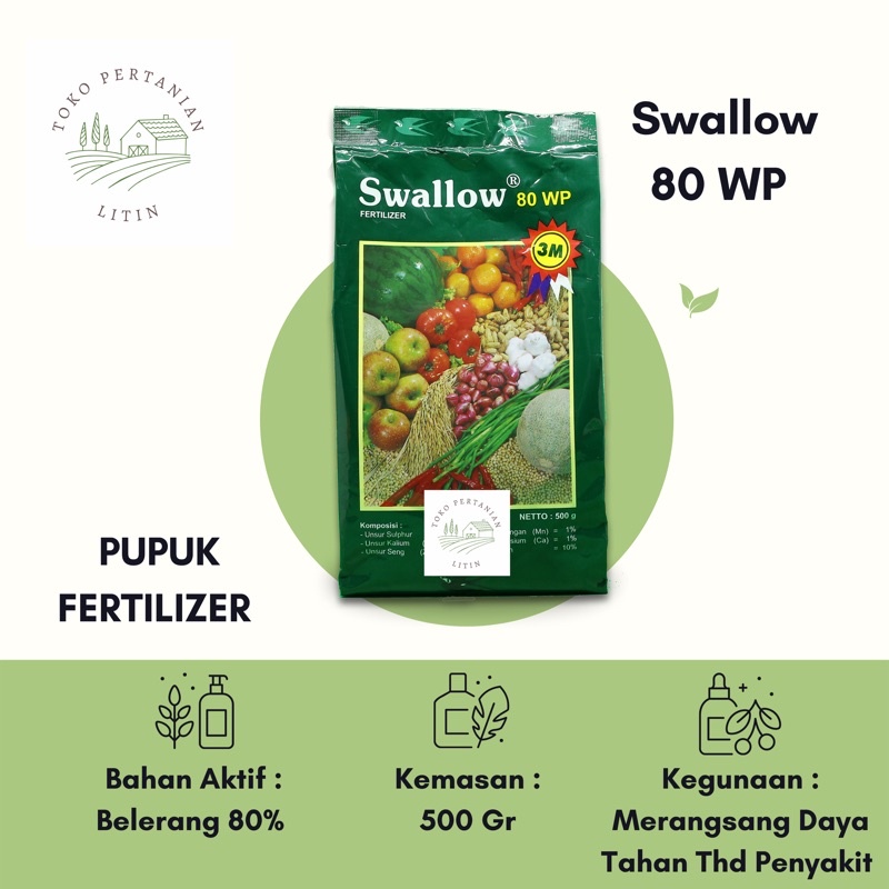 Jual Swallow 80 WP 500 Gr Pupuk Fertilizer Pupuk Unsur Hara Makro