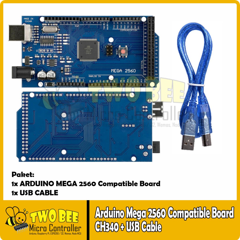 Jual Arduino Mega 2560 Compatible Board CH340 USB Cable Shopee