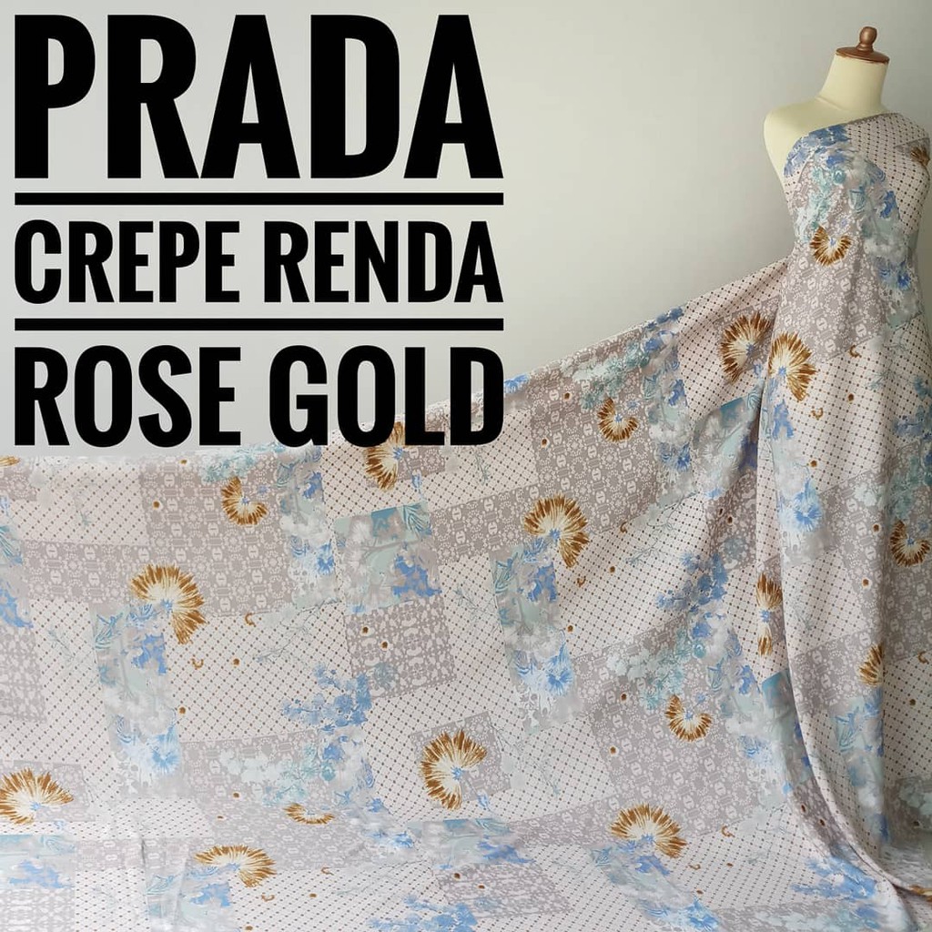 Jual Last Stock Kain Meteran Prada Crepe Renda Rose Gold M