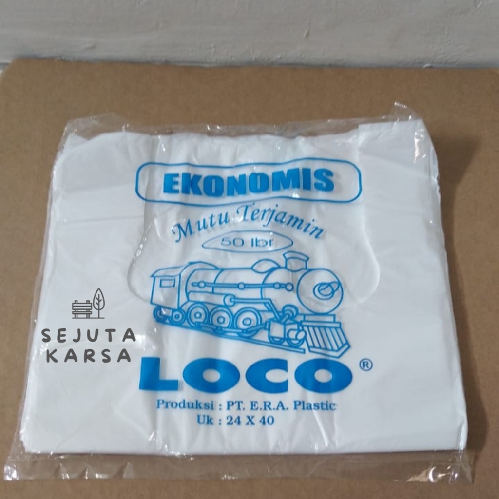 Jual PLASTIK LOCO EKONOMIS PUTIH 24 X 40 Cm Kantong Kresek Murah