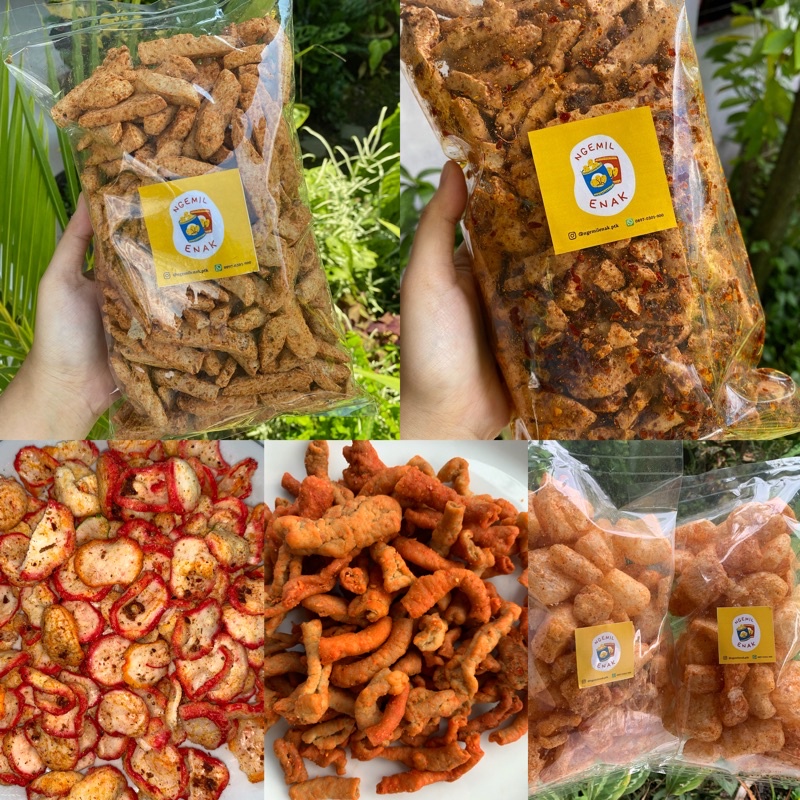 Jual SNACK MURAH 1KG CEMILAN MURAH 1000 GRAM BASRENG PEDAS DAUN