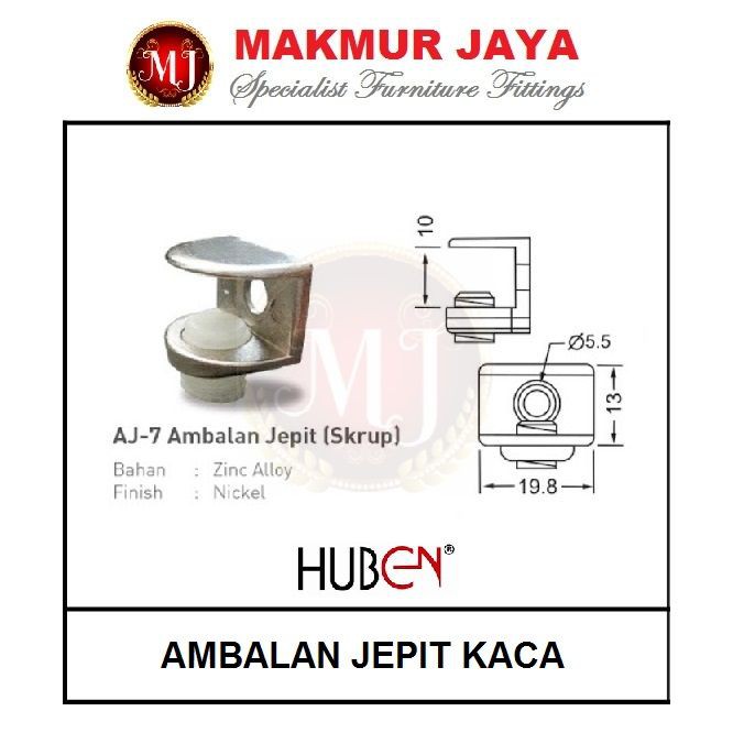 Jual Ambalan Jepit Kaca Huben Aj Model Skrup Shopee Indonesia