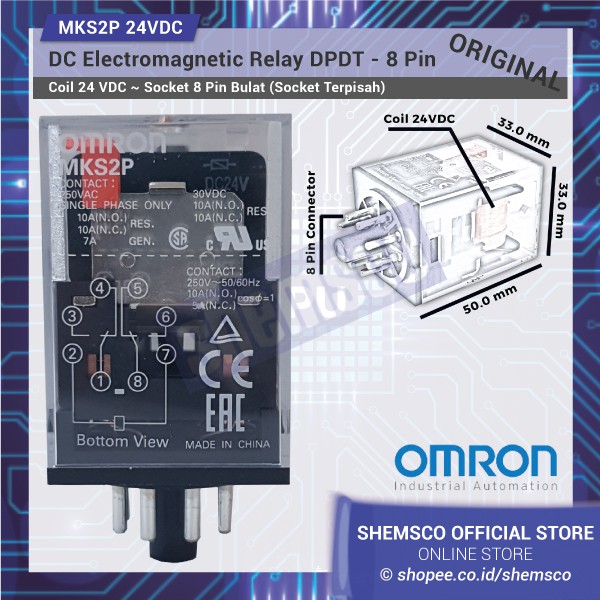 Jual V Dc Relay Dpdt Pin Mks P Vdc Volt Relai Mks Omron