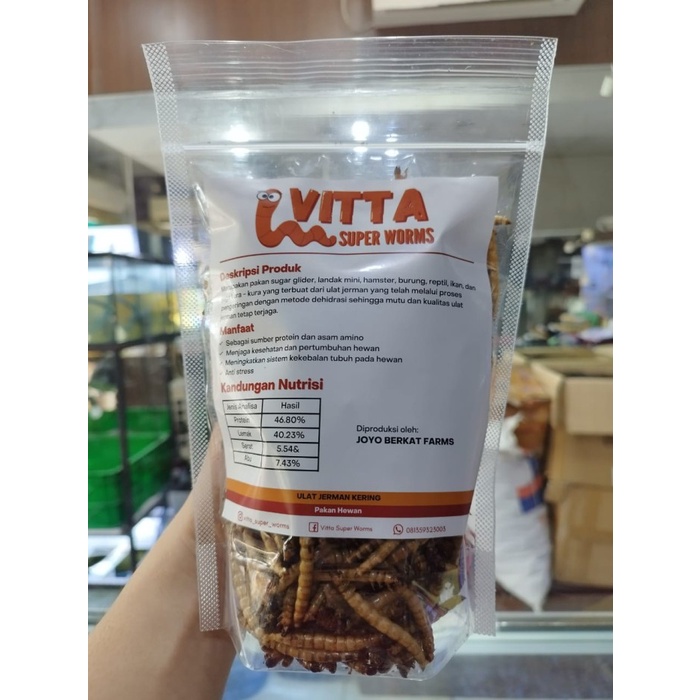 Jual Ulat German Kering Super Worms Vitta Makanan Arwana Reptil Bd