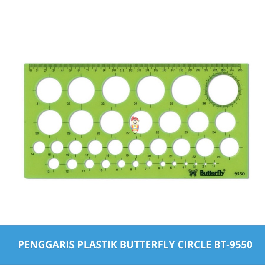 Jual Penggaris Garisan Penggaris Template Bulat Butterfly Bt