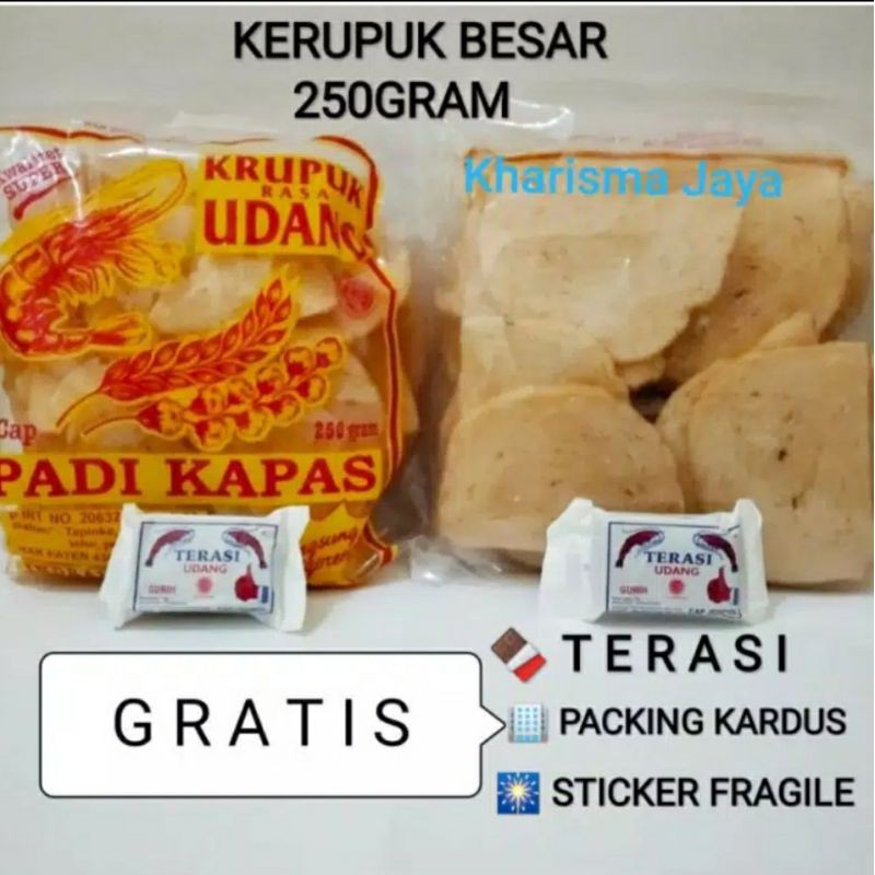 Jual Kerupuk Udang Padi Kapas Ukuran Besar Gram Gratis Terasi Khas