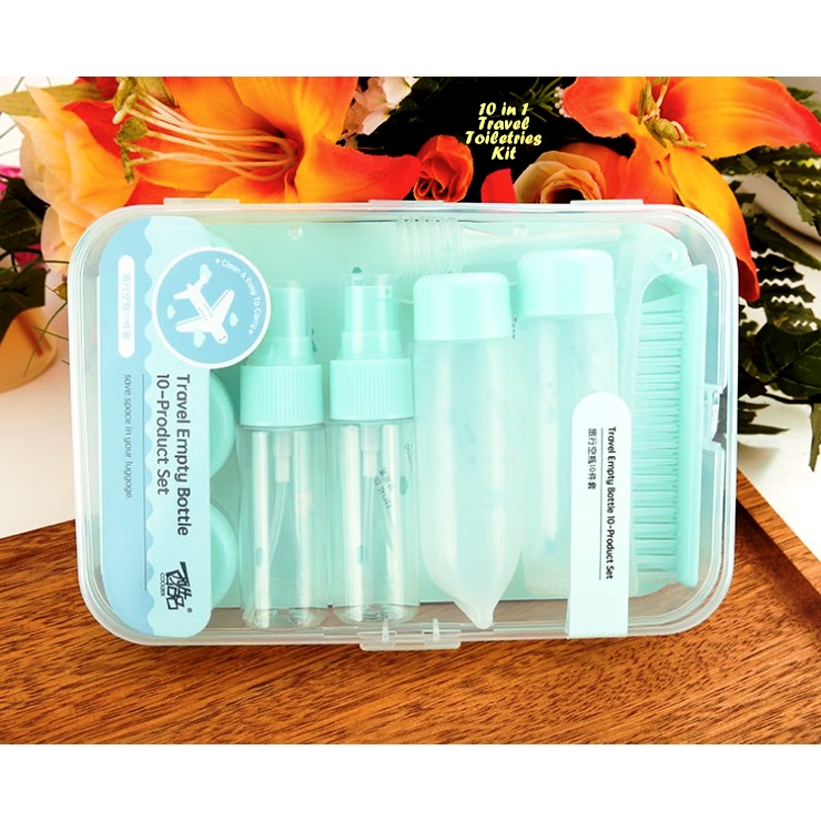 Jual NEW 10 In 1 Travel Toiletries Kit Botol Kosmetik Mini Untuk Travel