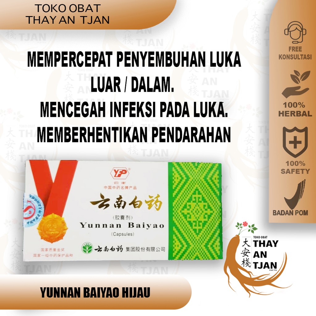 Jual Yunnan Baiyao Hijau Obat Luka Luar Dalam Anti Infeksi