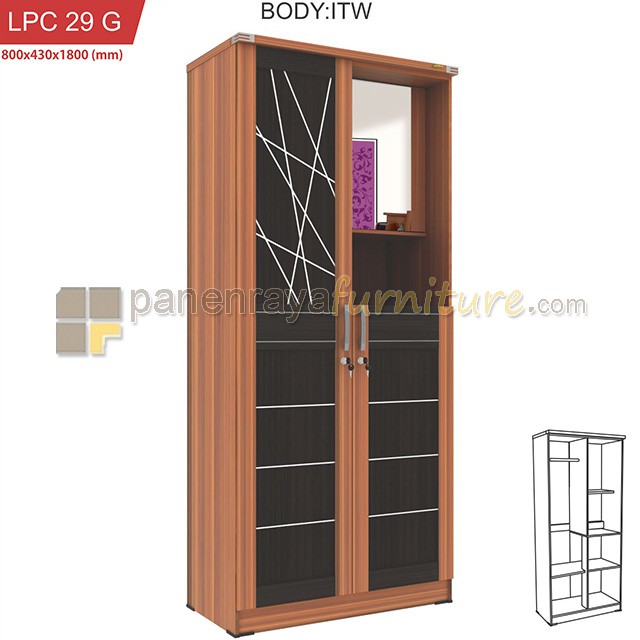 Jual Lemari Pakaian Lemari Baju Pintu Kaca Toalet Romaro Lpc