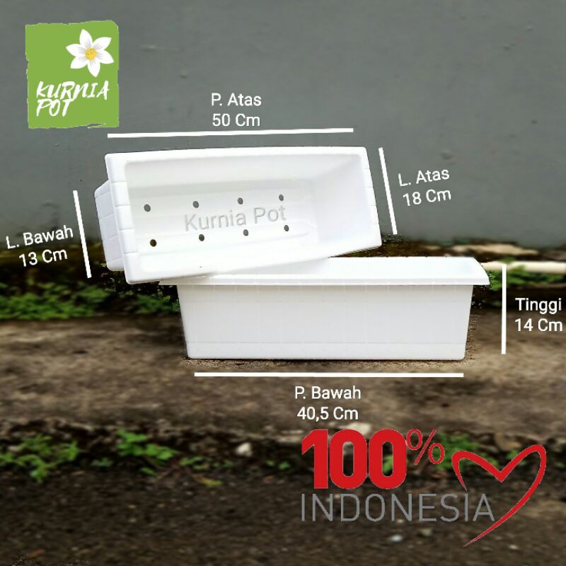 Jual Pot Tanaman Bunga Panjang 50 Cm Putih Model Gentong Kayu Shopee