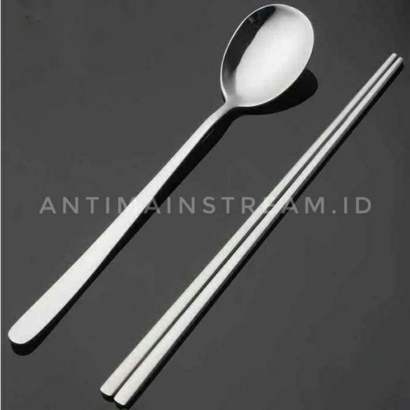 Jual Bisa Custom Nama Sujeo Sendok Sumpit Korea Stainless Steel Grade