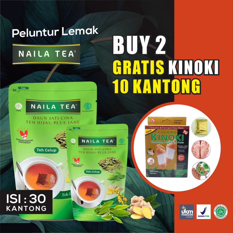 NAILA TEA JATI CINA PLUS JAHE KEMASAN BARU ISI 30 KANTONG PELUNTUR